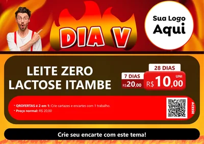 Modelo de Cartaz para Cartaz A4 Horizontal com o tema Dia V para Frios e Laticínios