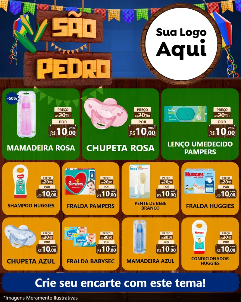 Modelo de Rede Social para Feed Instagram com o tema São Pedro para Bebês