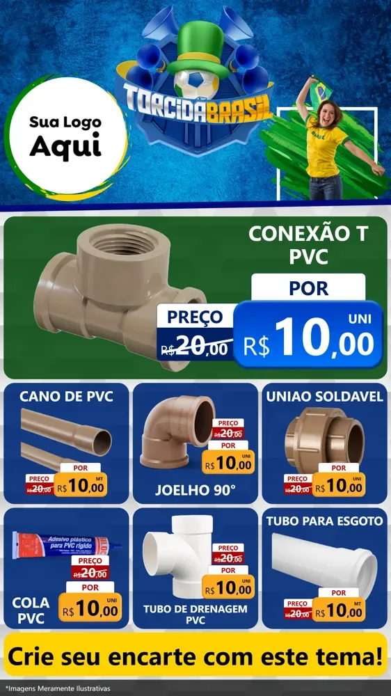 Modelo de Rede Social para Stories com o tema Torcida Brasil - Copa para Tubos e conexões
