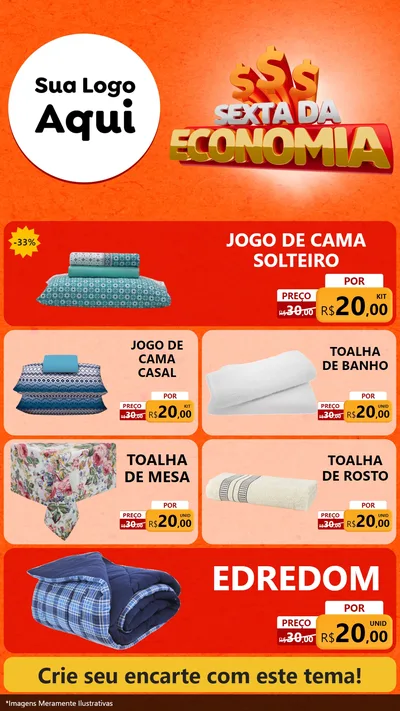 Modelo de TV para TV Vertical com o tema Sexta da Economia para Cama, Mesa e Banho