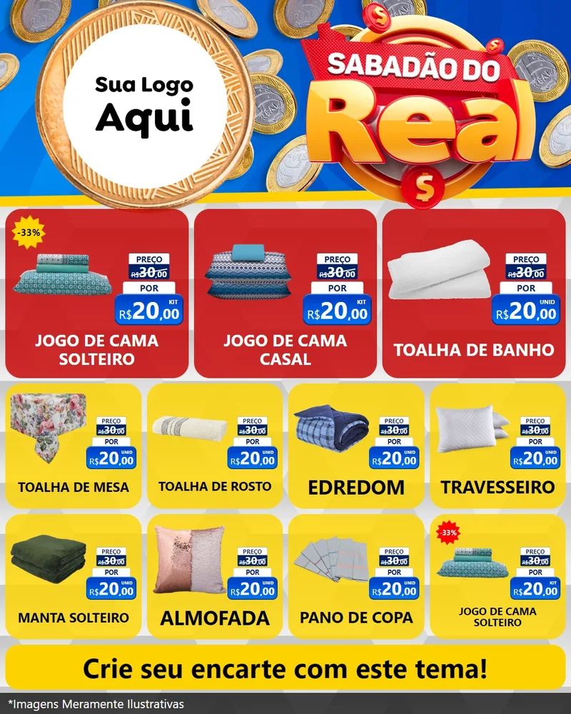 Modelo de Rede Social para Feed Instagram com o tema Sabadão do Real para Cama, Mesa e Banho