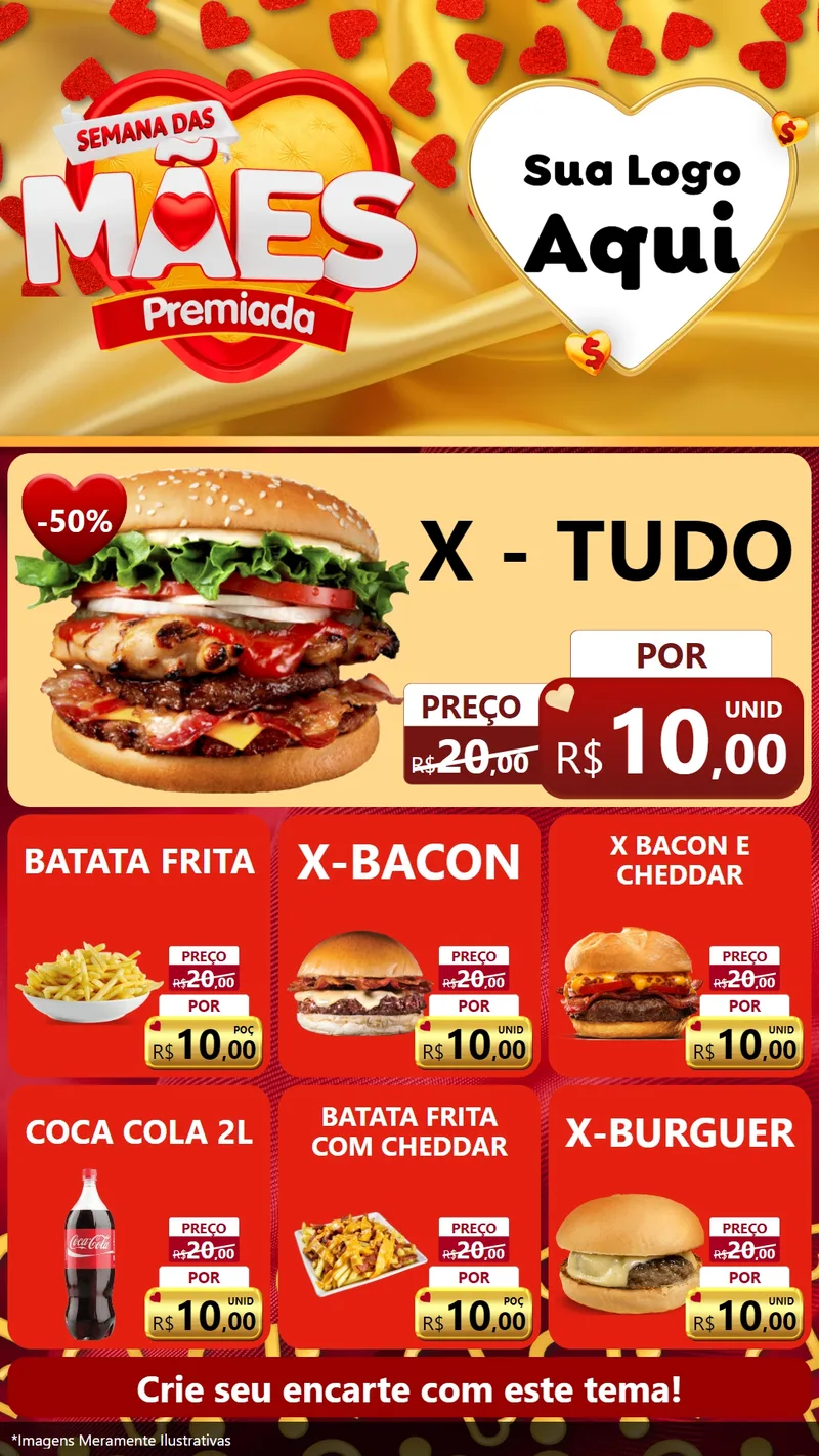 Modelo de Rede Social para Stories com o tema Semana das Mães Premiada para Hamburgueria