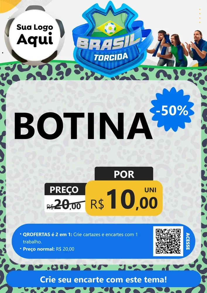 Modelo de Cartaz para Cartaz A4 Vertical com o tema Brasil Torcida - Copa para Agropecuária