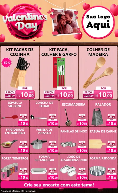 Modelo de Encarte para Encarte Grande com o tema Valentine's Day para Utilidades Domésticas