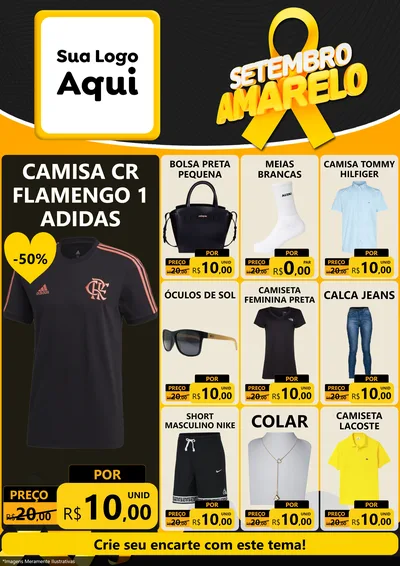 Modelo de Encarte para Encarte A4 Vertical com o tema Setembro Amarelo para Roupas e acessórios