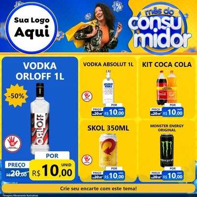 Modelo de Rede Social para Feed Facebook com o tema Mês do Consumidor para Distribuidora de bebidas