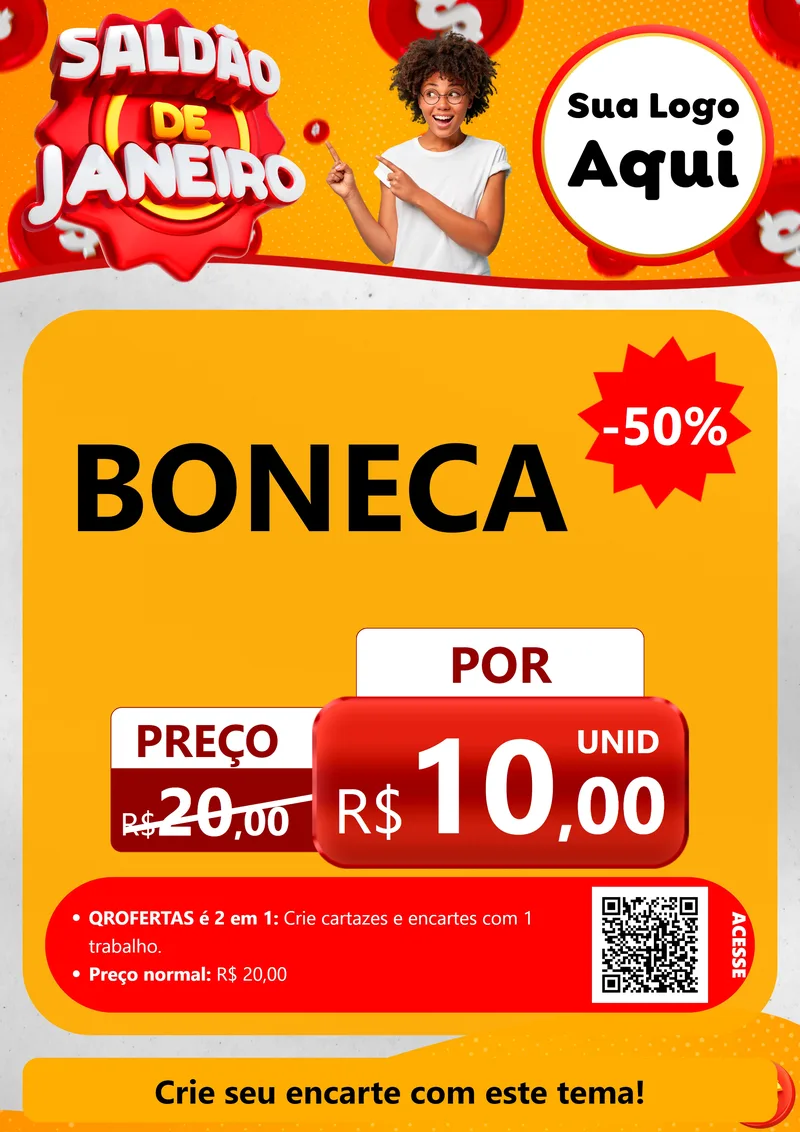 Modelo de Cartaz para Cartaz A4 Vertical com o tema Saldão de Janeiro para Brinquedos