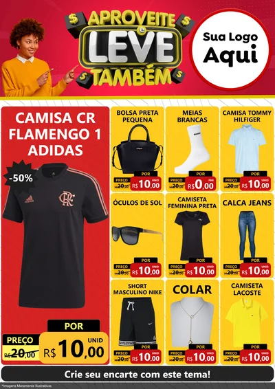 Modelo de Encarte para Encarte A4 Vertical com o tema Aproveite e Leve Também para Roupas e acessórios