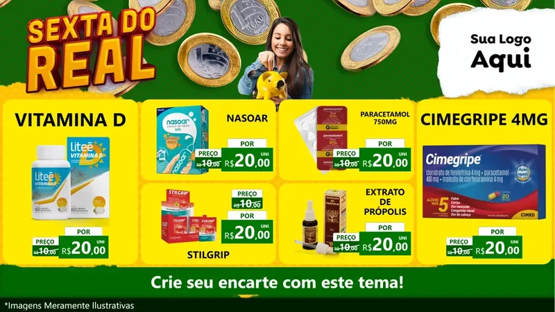 Modelo de TV para TV Horizontal com o tema Sexta do Real para Farmácia