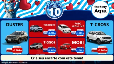 Modelo de TV para TV Horizontal com o tema Papai Nota 10 para Concessionaria de Carros