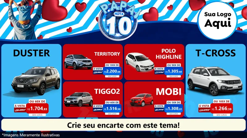 Modelo de TV para TV Horizontal com o tema Papai Nota 10 para Concessionaria de Carros