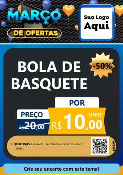 Modelo de Cartaz para Cartaz A4 Vertical com o tema Março de Ofertas para Artigos Esportivos