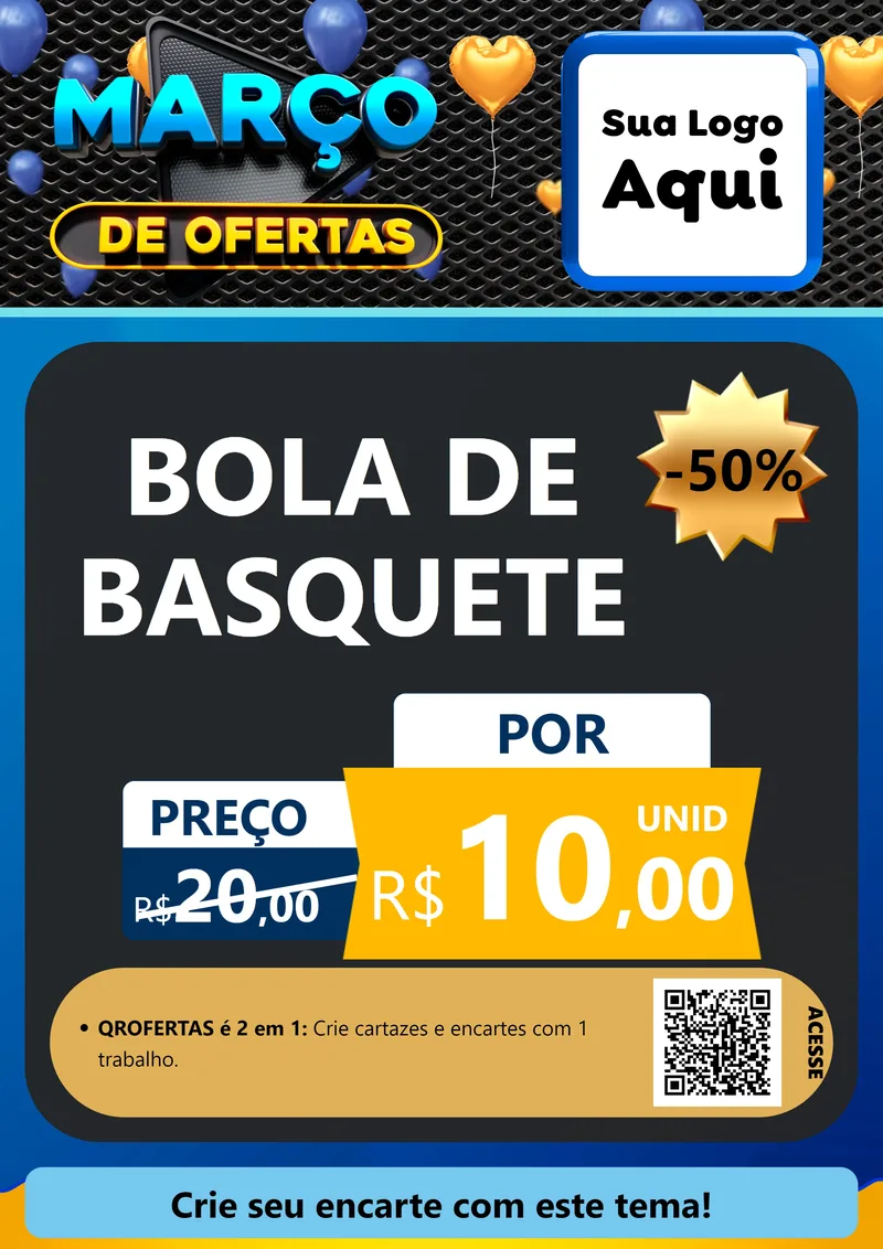 Modelo de Cartaz para Cartaz A4 Vertical com o tema Março de Ofertas para Artigos Esportivos