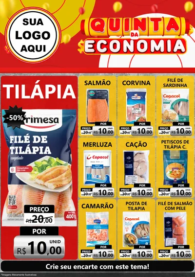 Modelo de Encarte para Encarte A4 Vertical com o tema Quinta da Economia para Peixaria