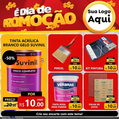 Modelo de Rede Social para Feed Facebook com o tema É Dia De Promoção para Tintas e Ferramentas