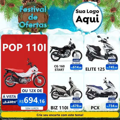 Modelo de Rede Social para Feed Facebook com o tema Festival de Ofertas - Inverno para Concessionaria de Motos