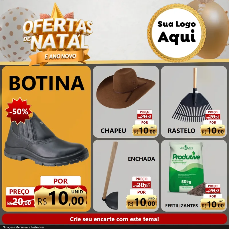 Modelo de Rede Social para Feed Facebook com o tema Ofertas De Natal E Ano Novo para Agropecuária