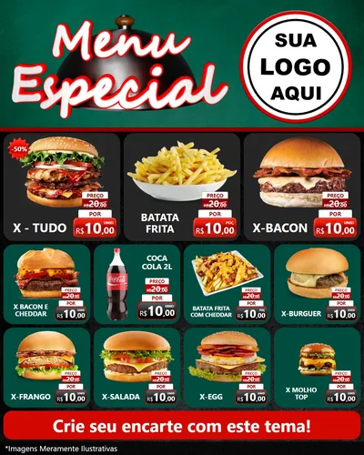 Modelo de Rede Social para Feed Instagram com o tema Menu Especial para Hamburgueria