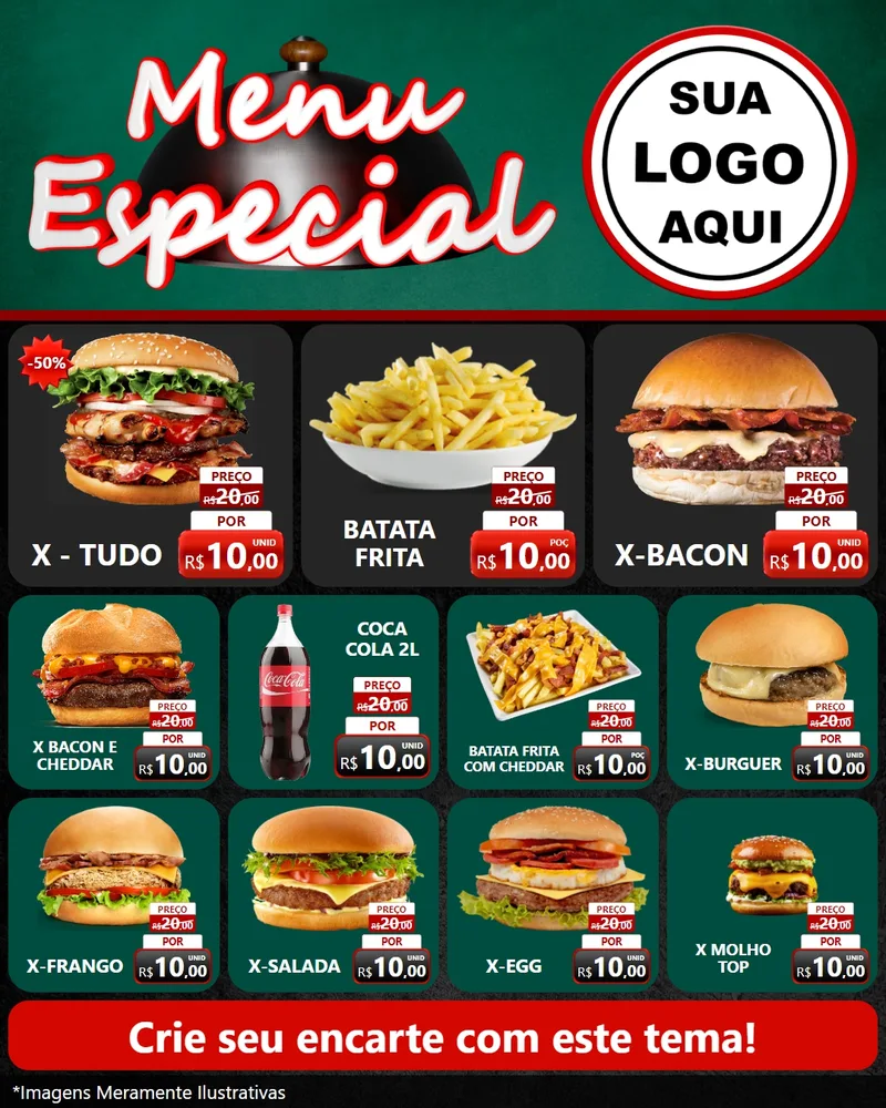 Modelo de Rede Social para Feed Instagram com o tema Menu Especial para Hamburgueria