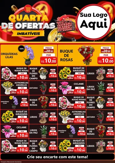Modelo de Encarte para Encarte A4 Vertical com o tema Quarta de Ofertas Imbatíveis para Floricultura e jardim