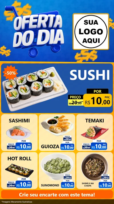 Modelo de Rede Social para Stories com o tema Oferta do Dia para Comida japonesa