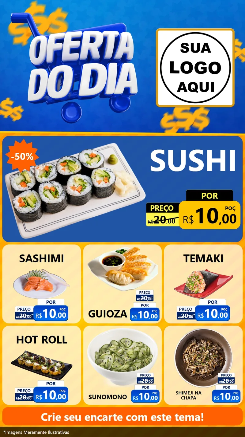 Modelo de Rede Social para Stories com o tema Oferta do Dia para Comida japonesa
