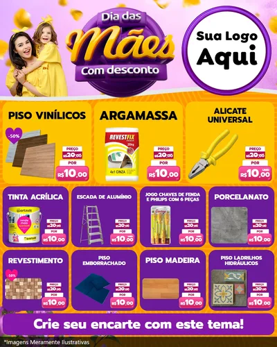 Modelo de Rede Social para Feed Instagram com o tema Dia das Mães com Desconto para Material para Construção