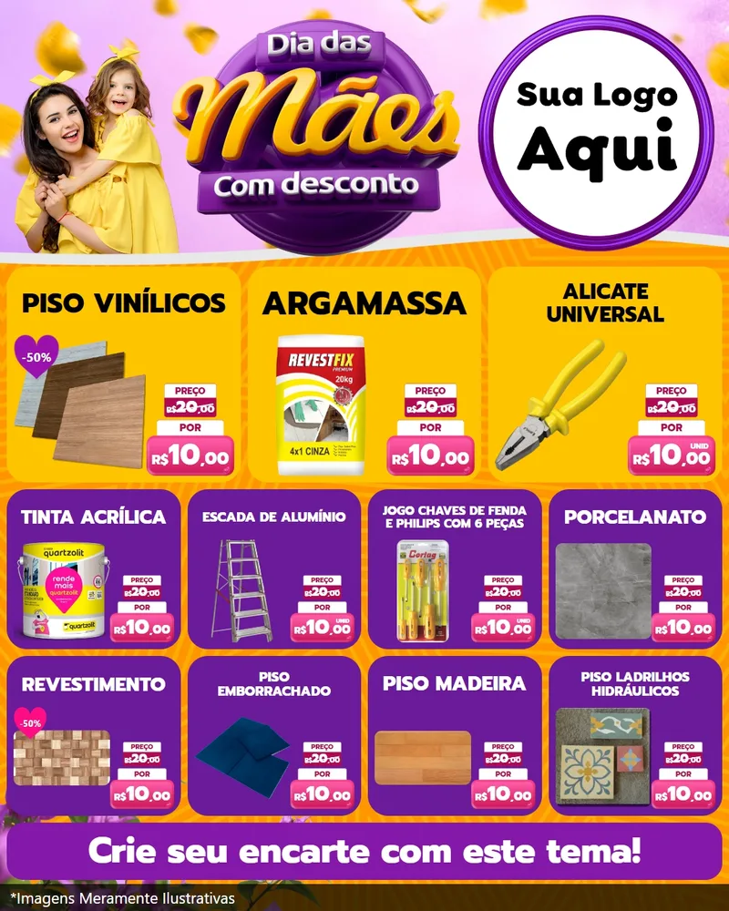 Modelo de Rede Social para Feed Instagram com o tema Dia das Mães com Desconto para Material para Construção