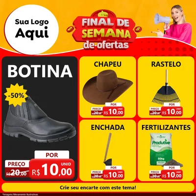 Modelo de Rede Social para Feed Facebook com o tema Final de Semana de Ofertas para Agropecuária
