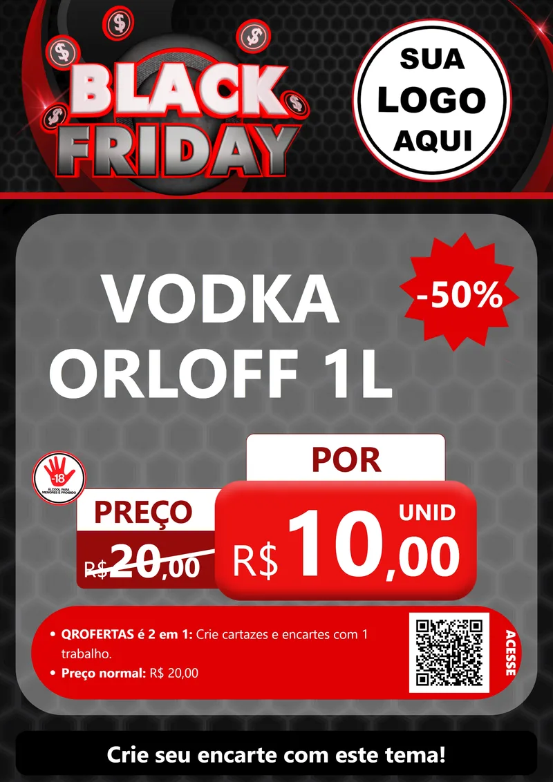 Modelo de Cartaz para Cartaz A4 Vertical com o tema Black Friday para Distribuidora de bebidas
