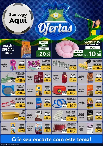 Modelo de Encarte para Encarte A4 Vertical com o tema Ofertas (Futebol) para Pet Shop