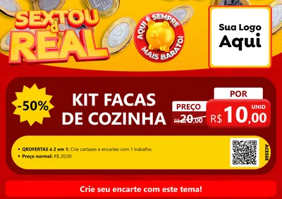 Modelo de Cartaz para Cartaz A4 Horizontal com o tema Sextou do Real para Utilidades Domésticas