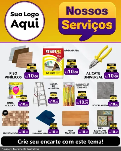 Modelo de Rede Social para Feed Instagram com o tema Nossos Serviços para Material para Construção