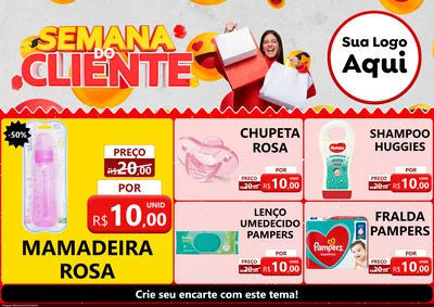 Modelo de Encarte para Encarte A4 Horizontal com o tema Semana do Cliente para Bebês