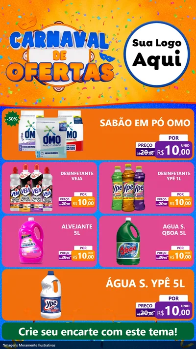 Modelo de TV para TV Vertical com o tema Carnaval de Ofertas para Produtos de Limpeza