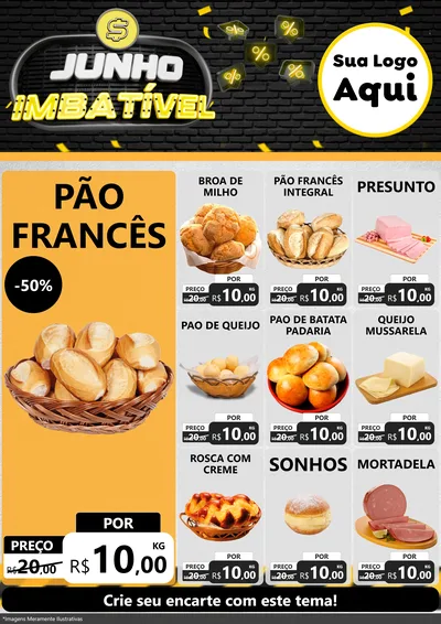 Modelo de Encarte para Encarte A4 Vertical com o tema Junho Imbatível para Padaria