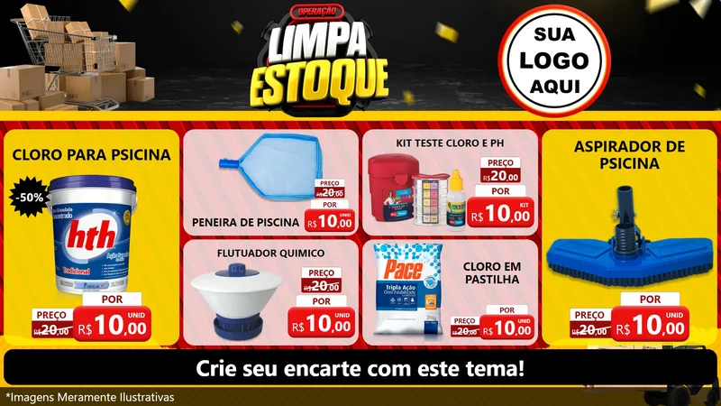 Modelo de TV para TV Horizontal com o tema Operação Limpa Estoque para Produtos para Piscina