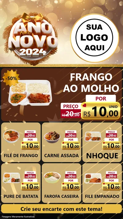 Modelo de Rede Social para Stories com o tema Feliz Ano Novo 2027 para Restaurante
