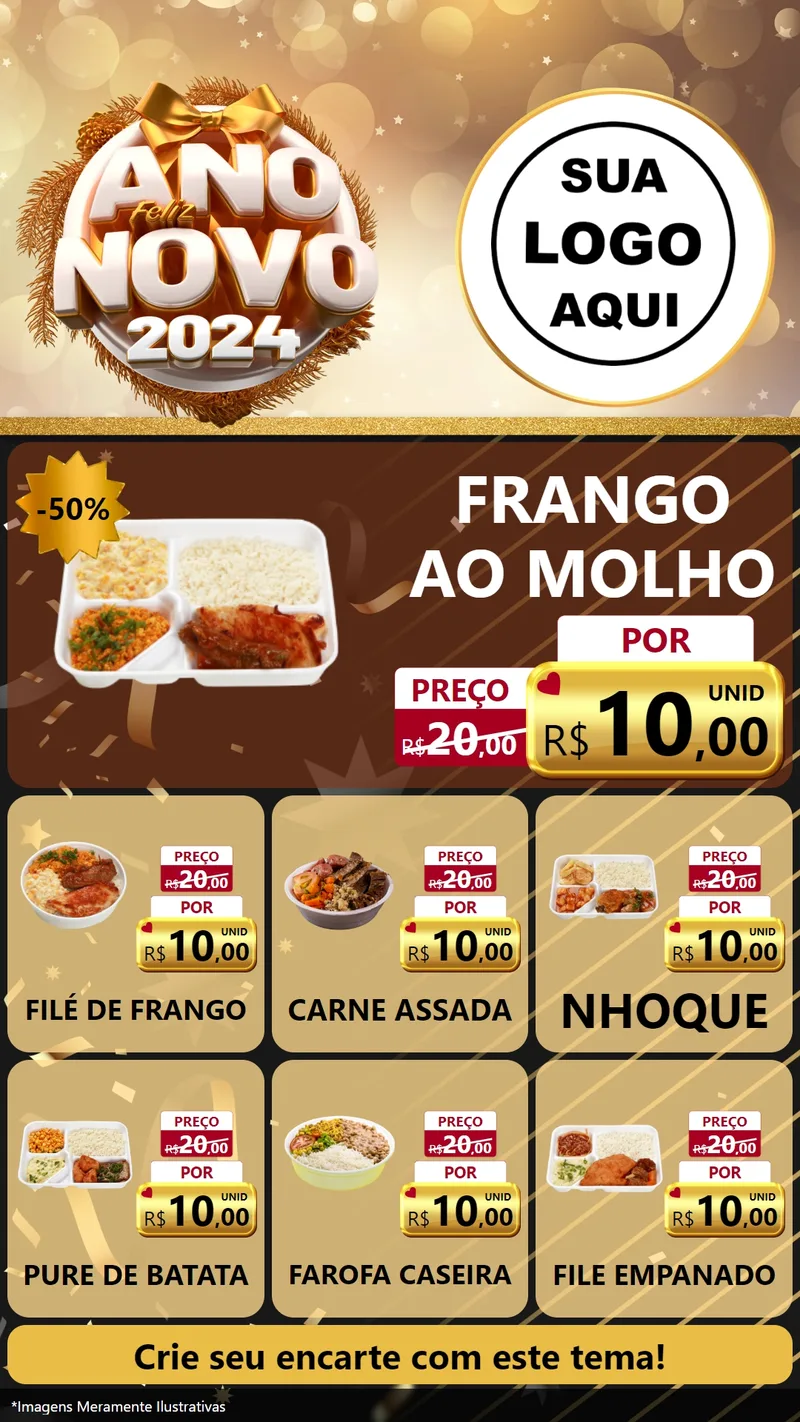 Modelo de Rede Social para Stories com o tema Feliz Ano Novo 2027 para Restaurante