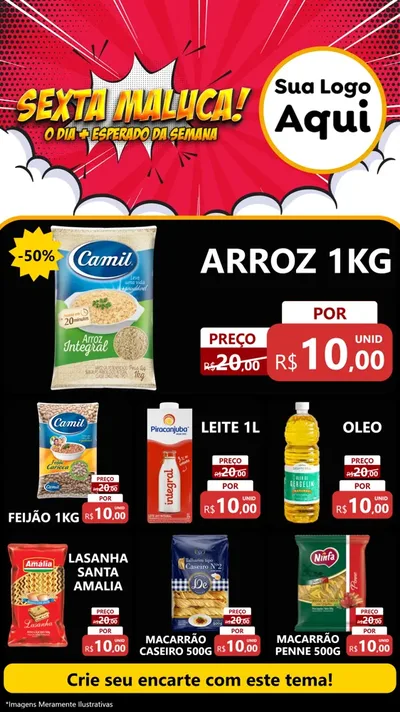 Modelo de Rede Social para Stories com o tema Sexta Maluca! para Supermercado
