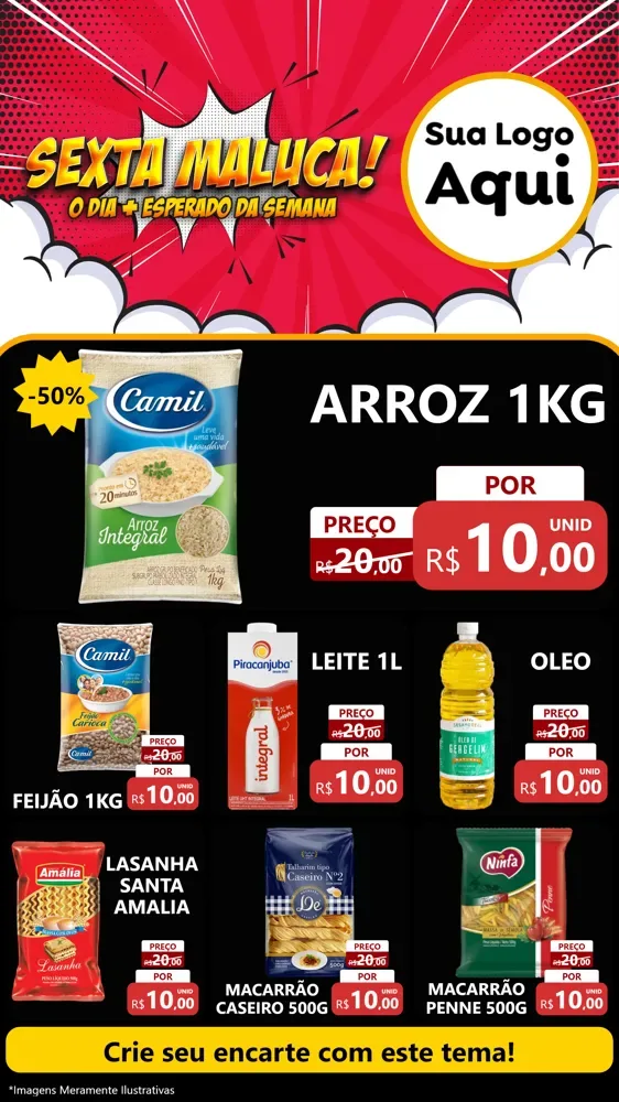 Modelo de Rede Social para Stories com o tema Sexta Maluca! para Supermercado