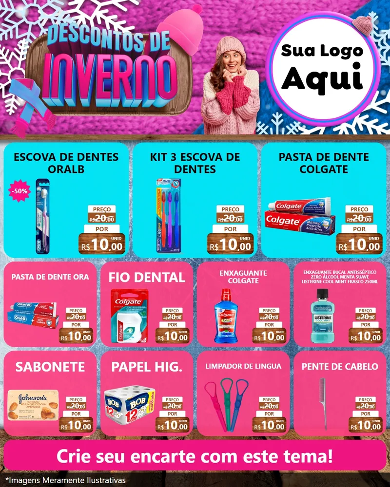 Modelo de Rede Social para Feed Instagram com o tema Descontos de Inverno para Higiene Pessoal