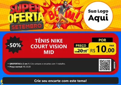 Modelo de Cartaz para Cartaz A4 Horizontal com o tema Super Oferta Setembro para Calçados