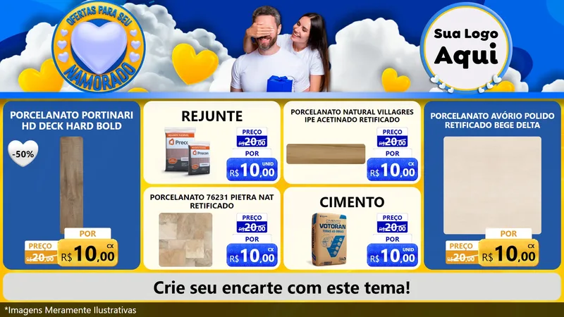 Modelo de TV para TV Horizontal com o tema Ofertas Para Seu Namorado para Pisos e revestimentos
