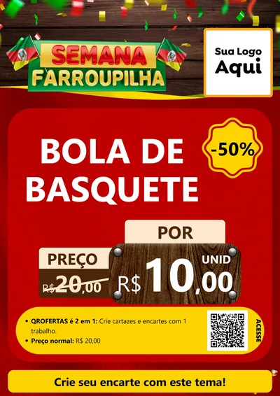 Modelo de Cartaz para Cartaz A4 Vertical com o tema Semana Farroupilha para Artigos Esportivos