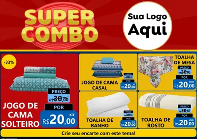 Modelo de Encarte para Encarte A4 Horizontal com o tema Super Combo para Cama, Mesa e Banho