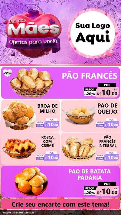 Modelo de TV para TV Vertical com o tema Dia das Mães Ofertas para Você! para Padaria
