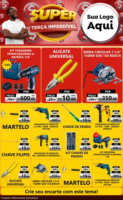 Modelo de Encarte para Encarte Grande com o tema Super Terça Imperdível para Maquinas e Ferramentas