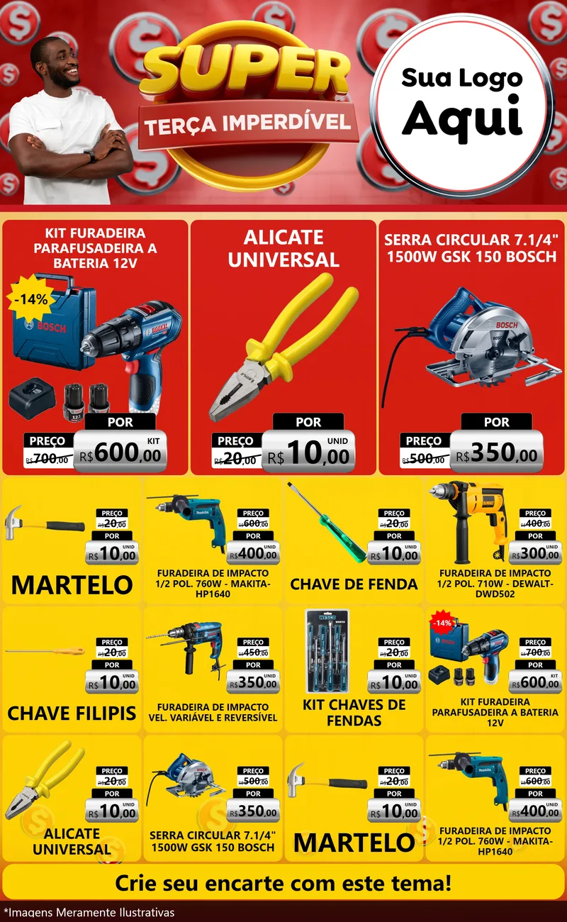 Modelo de Encarte para Encarte Grande com o tema Super Terça Imperdível para Maquinas e Ferramentas