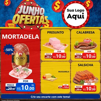 Modelo de Rede Social para Feed Facebook com o tema Junho de Ofertas para Frios e Laticínios